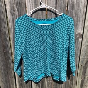 LL Bean 3/4 Sleeve Teal Supima Cotton Top